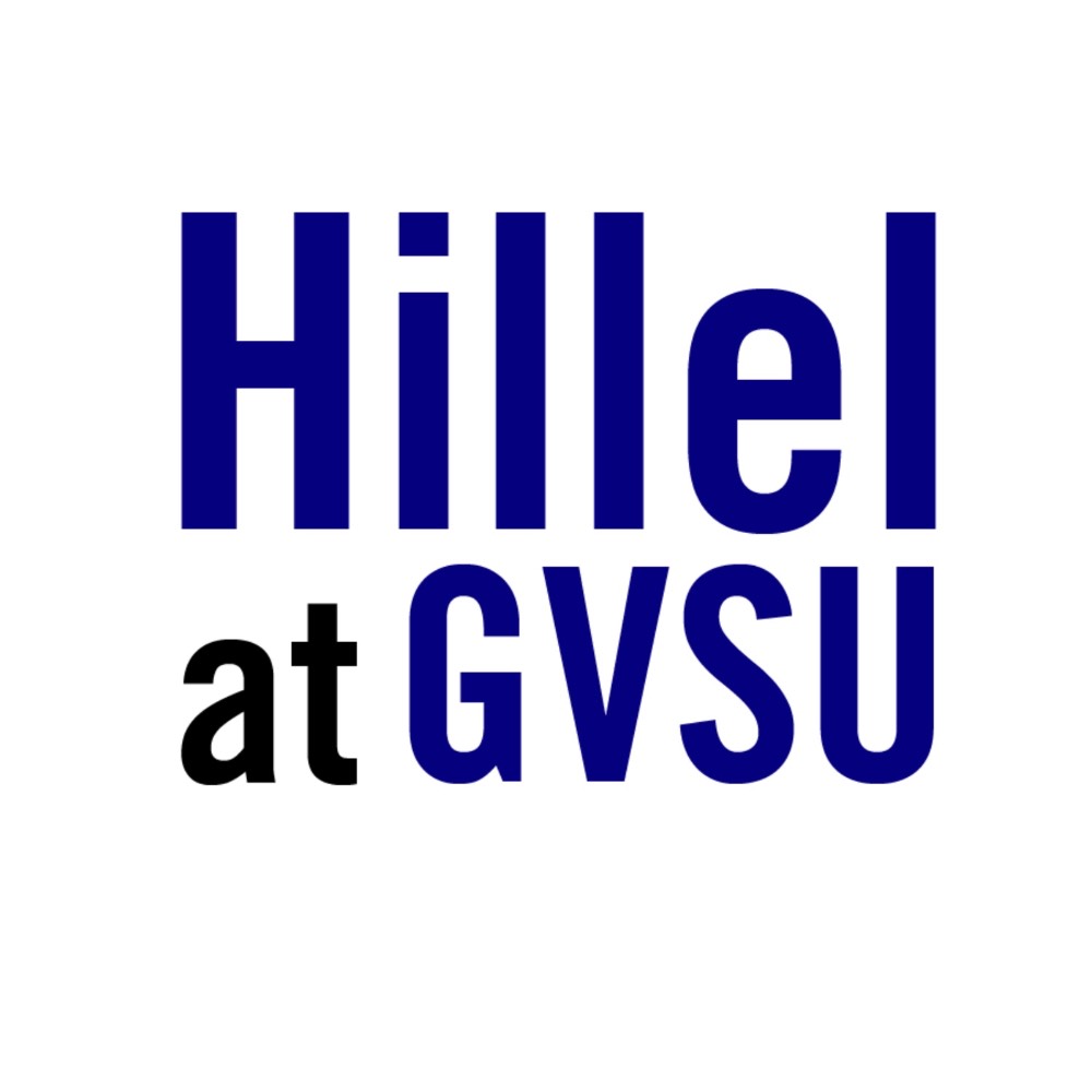 Hillel at GVSU written in blue and black